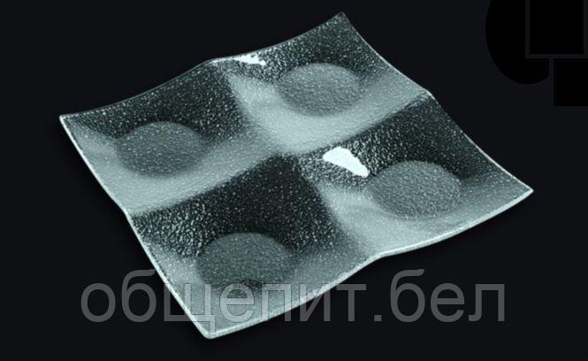 Тарелка квадр. 200*200 мм. прозр. стекло 3D /1/ - фото 1 - id-p215077706