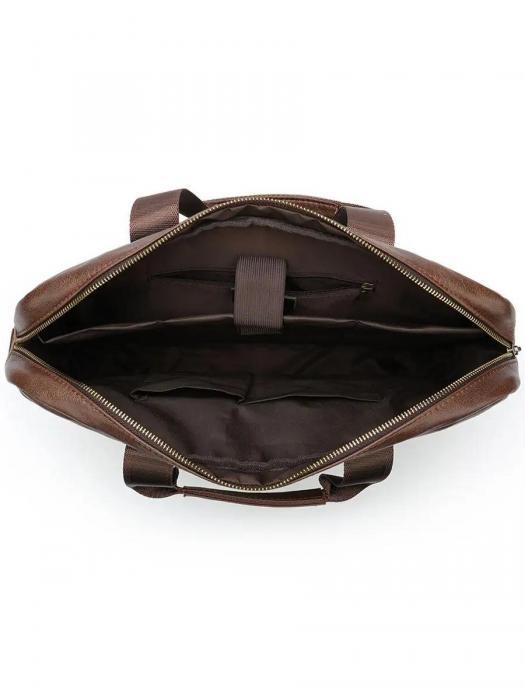 Портфель мужской кожаный сумка для документов и ноутбука из натуральной кожи коричневый деловой а4 через плечо - фото 6 - id-p215078448