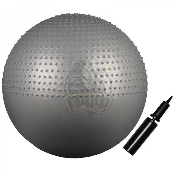 Мяч гимнастический полумассажный Indigo 65 см с системой антивзрыв + насос (арт. IN003-65-SR)