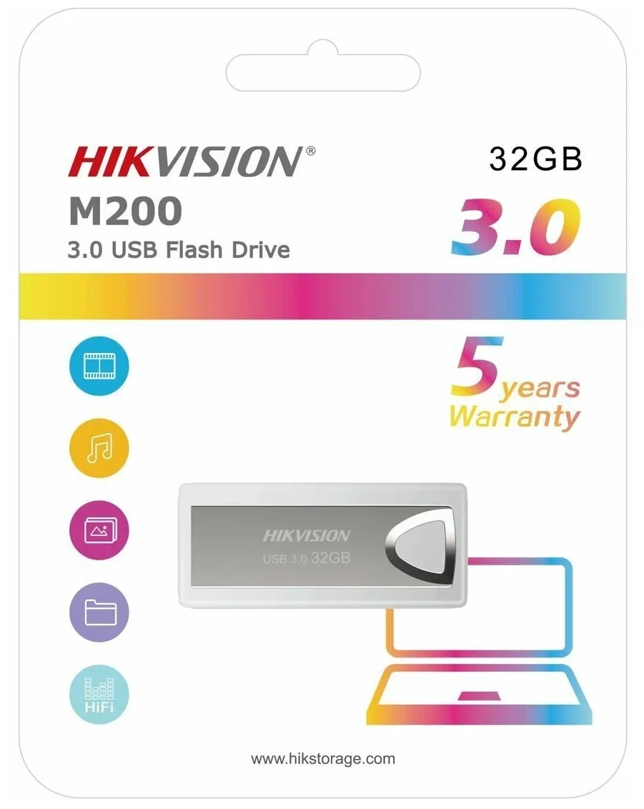 Флешка 32GB HIKVISION HS-USB-M200, USB3.0, серебристый 556619 - фото 2 - id-p215079991
