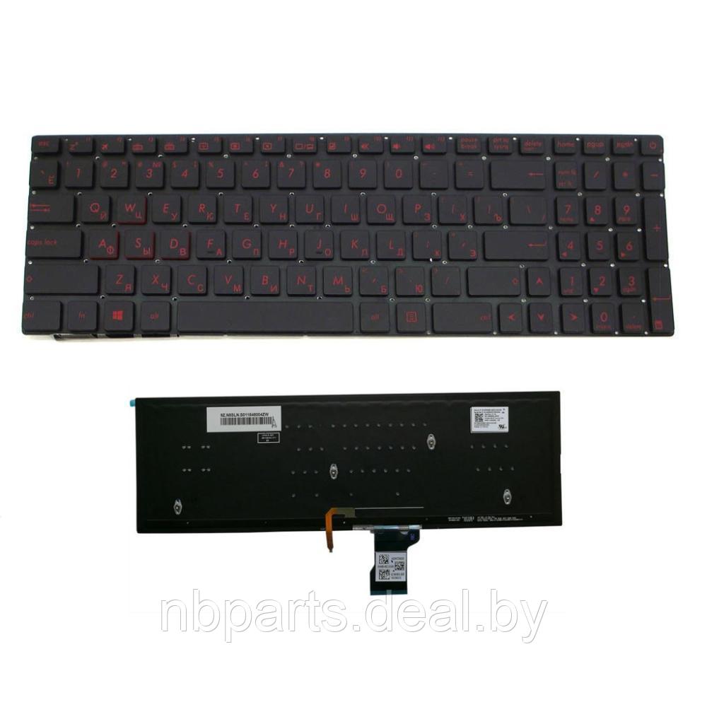 Клавиатура для ноутбука ASUS ROG Strix G501 N501 Q501 N541, чёрная, красные буквы, с подсветкой, RU - фото 1 - id-p111773967
