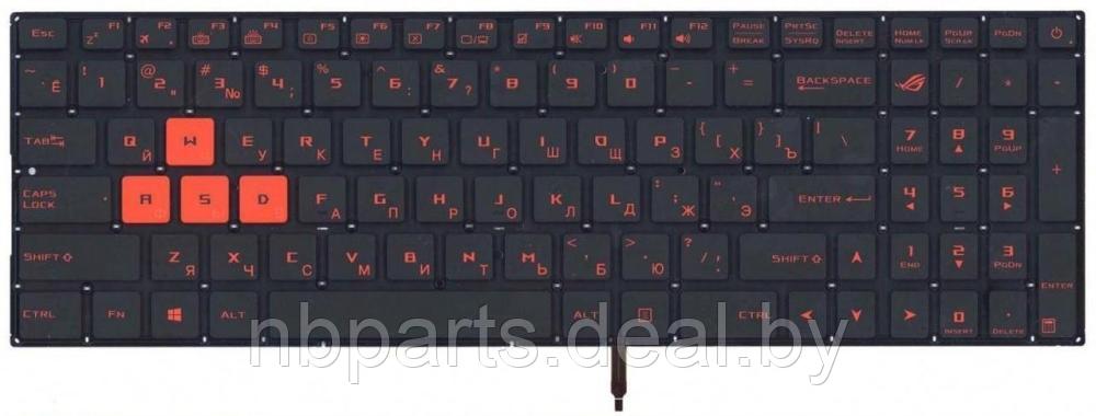 Клавиатура для ноутбука ASUS ROG Strix GL702, чёрная, с подсветкой, V.1, RU - фото 1 - id-p131023535