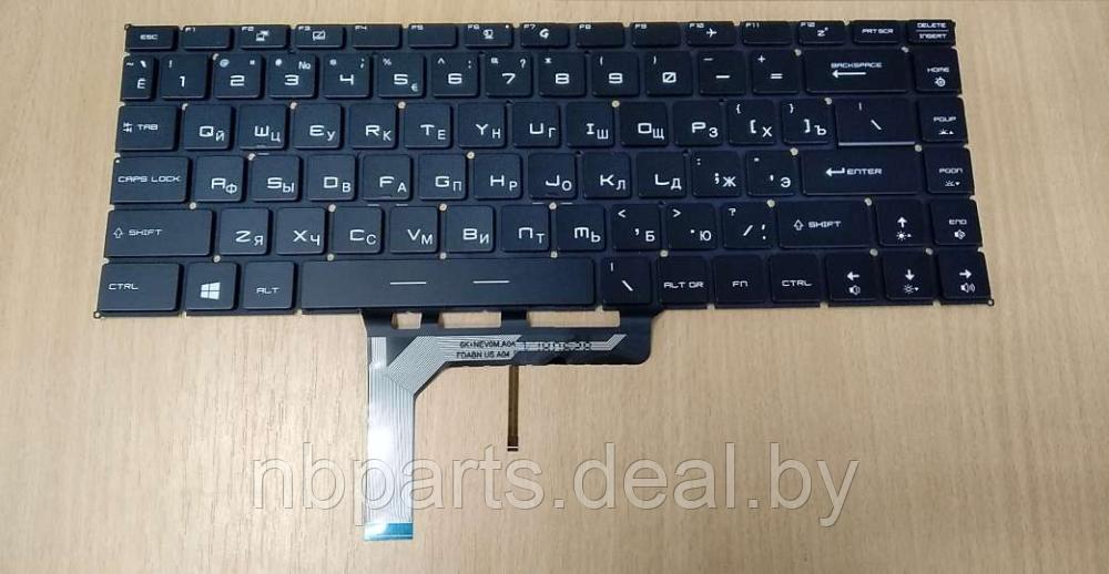 Клавиатура для ноутбука MSI GF63, чёрная, с белой подсветкой, RU - фото 1 - id-p194089393