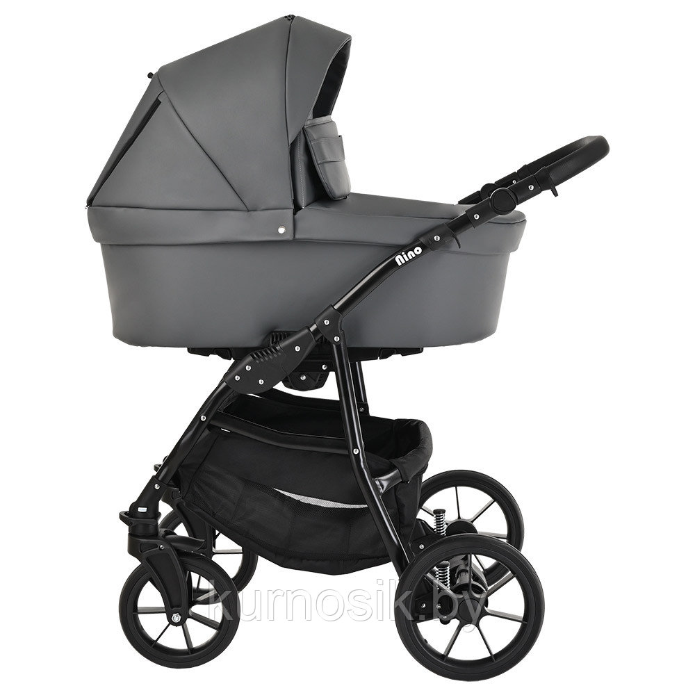 Коляска детская Pituso 1в1 Nino короб+рама Кожа Dark Grey