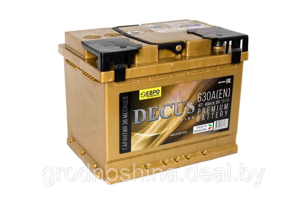 Аккумулятор 60ah DECUS GOLD 630а 60Ah/630 (- +) 242x175x190 мм.