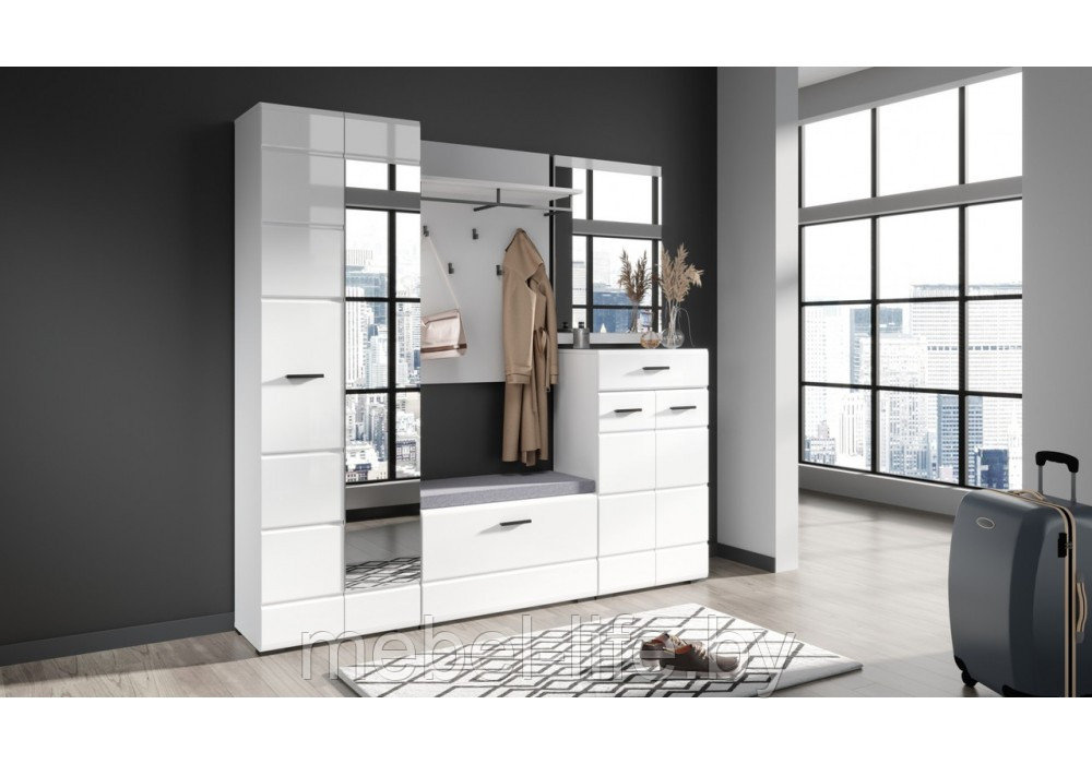 Модульная прихожая Йорк (белый/белый глянец) фабрика Империал