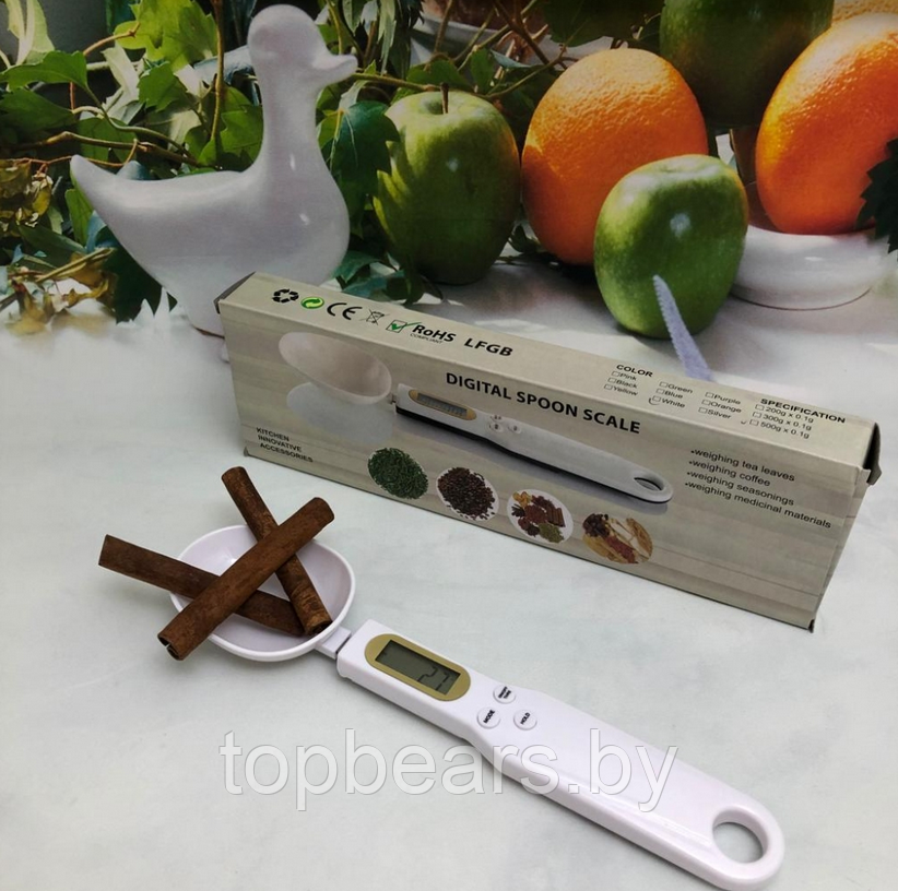 Электронная мерная ложка - весы Digital Spoon Scale 500g х 0,1g / Ложка с дисплеем белая - фото 7 - id-p215108356