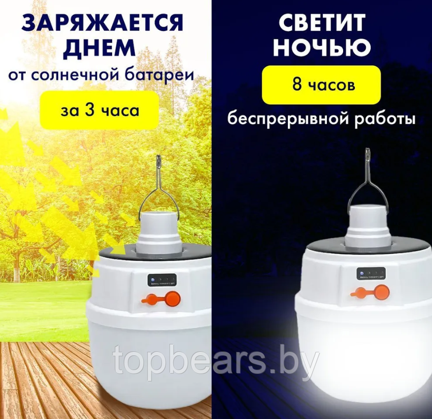 Кемпинговый подвесной фонарь Solar emergency charging lamp USB и солнечные батареи (5 режимов работы) - фото 7 - id-p215108377