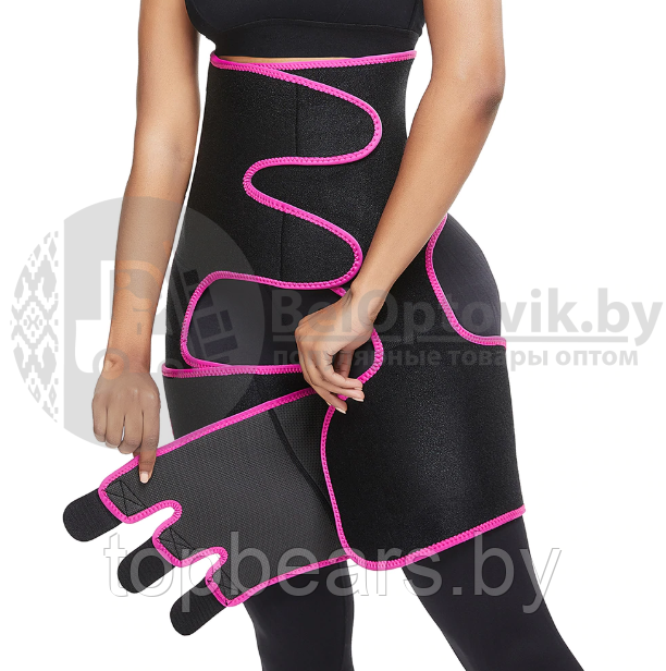 Женский утягивающий костюм из неопрена Waist Band костюм (Фитнес боди для похудения) L/Xl Черный с розовым - фото 7 - id-p215108432