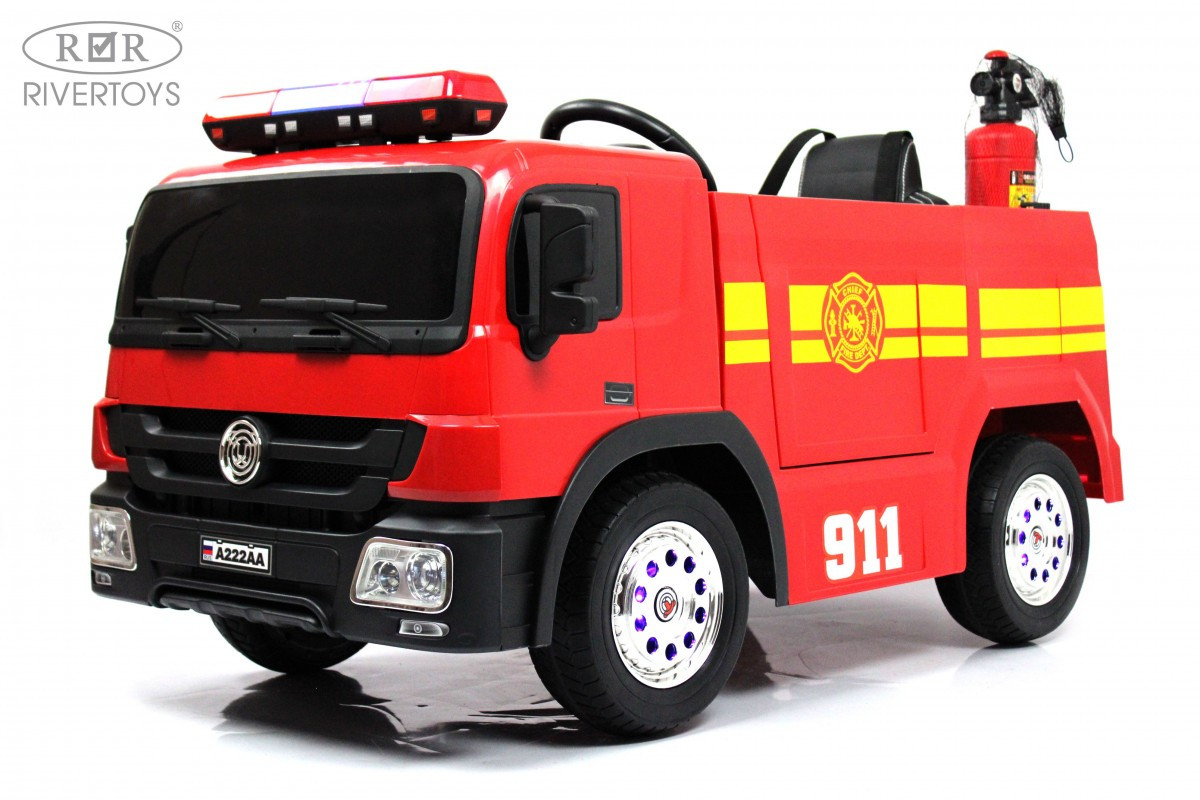 Детский электромобиль A222AA (пожарная) красный - фото 1 - id-p215113523