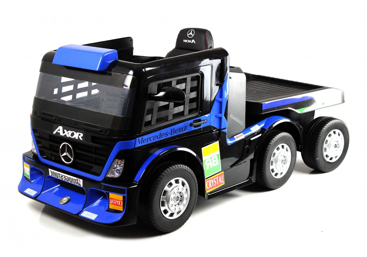 Детский электромобиль Mercedes-Benz Axor с прицепом (H777HH) темно-синий - фото 1 - id-p215114626
