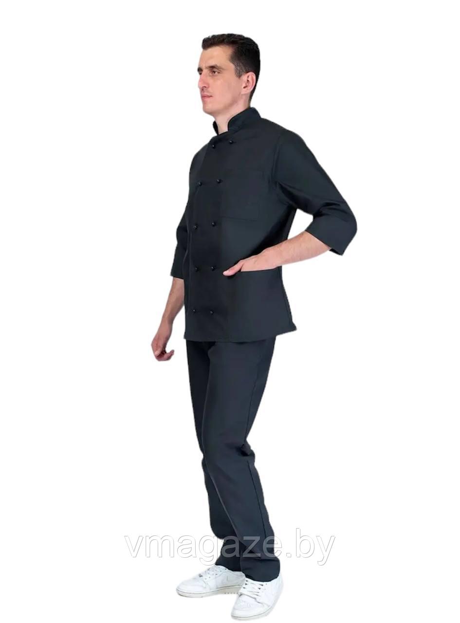 Китель поварской, шеф-повара, унисекс (цвет черный) - фото 2 - id-p215114667