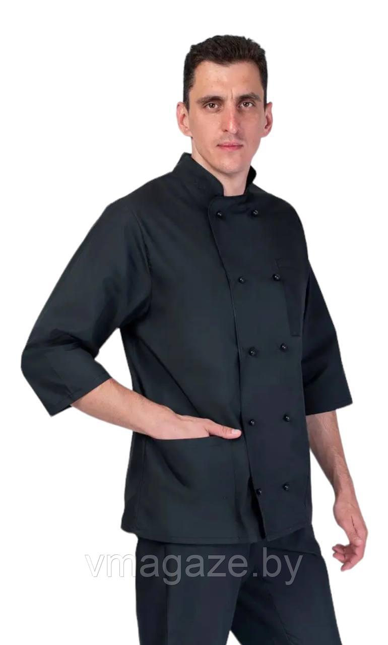 Китель поварской, шеф-повара, унисекс (цвет черный) - фото 3 - id-p215114667