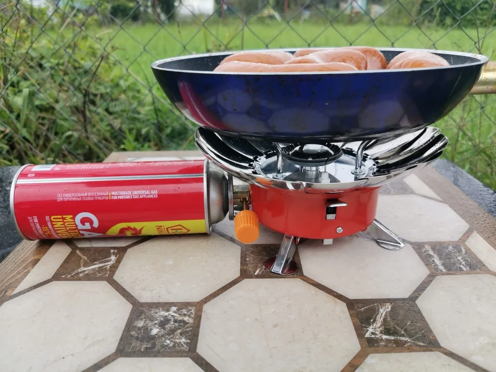 Портативная туристическая ветрозащитная газовая плита - горелка Windproof camping stove CS-102XL - фото 2 - id-p215115669