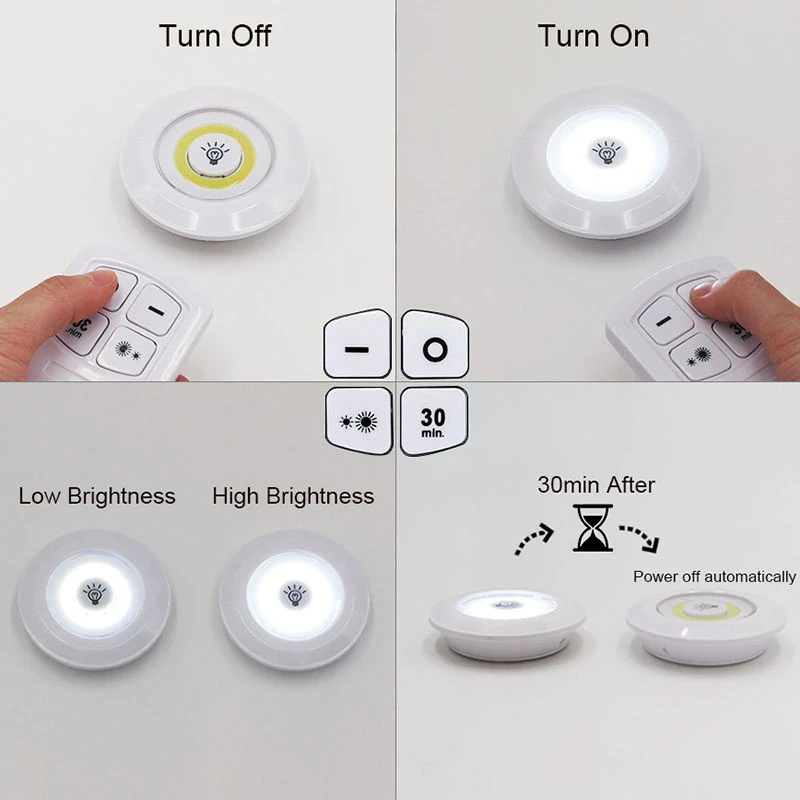 Набор портативных светодиодных светильников LED light with remote control с пультом ДУ (3 шт.) - фото 7 - id-p215115687