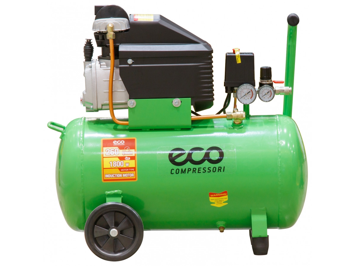 Компрессор ECO AE-501-4 (260 л/мин, 8 атм, коаксиальный, масляный, ресив. 50 л, 220 В, 1.80 кВт) - фото 3 - id-p215116349