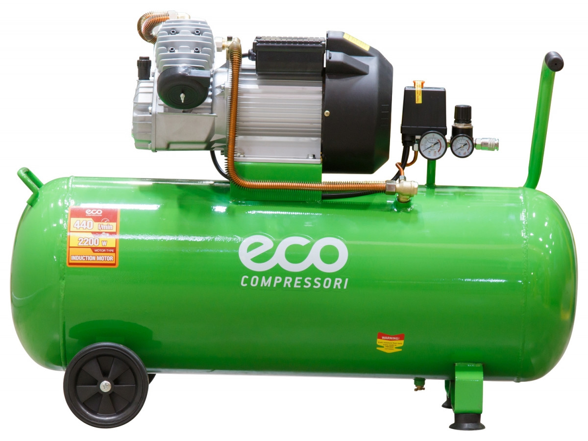 Компрессор ECO AE-1005-3 (440 л/мин, 8 атм, коаксиальный, масляный, ресив. 100 л, 220 В, 2.20 кВт) - фото 3 - id-p215116362