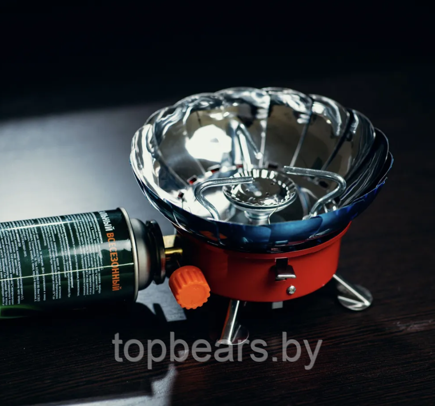 Портативная туристическая ветрозащитная газовая плита - горелка Windproof camping stove CS-102XL - фото 5 - id-p215116954