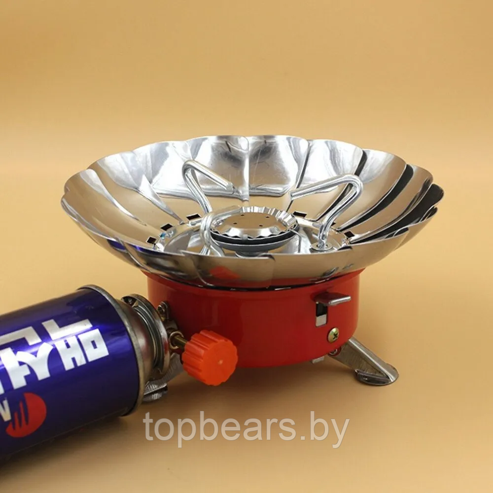 Портативная туристическая ветрозащитная газовая плита - горелка Windproof camping stove CS-102XL - фото 9 - id-p215116954