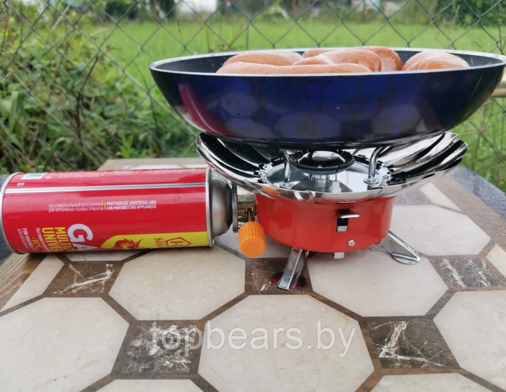 Портативная туристическая ветрозащитная газовая плита горелка Windproof camping stove ZT-203 - фото 8 - id-p215116955
