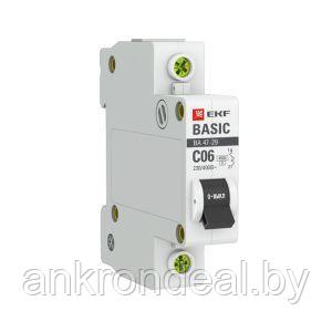 Автоматический выключатель 1P 6А (C) 4,5кА ВА 47-29 Basic - фото 1 - id-p189664267