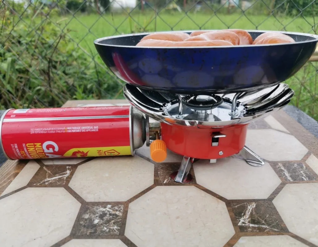 Портативная туристическая ветрозащитная газовая плита горелка Windproof camping stove ZT-203 - фото 8 - id-p215122290