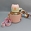 Бутылка Мишка в чехле с клапаном, трубочкой и ремешком 550 мл. / Наклейки в подарок Розовая, фото 10