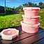 Набор круглых силиконовых контейнеров 4 шт. / Набор складных ланч-боксов (350мл, 500мл, 800мл,1200мл) Розовый, фото 5