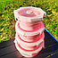 Набор круглых силиконовых контейнеров 4 шт. / Набор складных ланч-боксов (350мл, 500мл, 800мл,1200мл) Розовый, фото 10