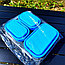 Ланч-бокс складной силиконовый с столовыми приборами, 3 отделения 1150 мл. Синий, фото 7