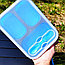 Ланч-бокс складной силиконовый с столовыми приборами, 3 отделения 1150 мл. Синий, фото 10