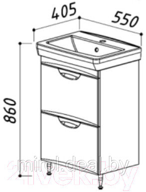 Тумба под умывальник Belux Венеция-Милан Н55-02 - фото 5 - id-p215124453
