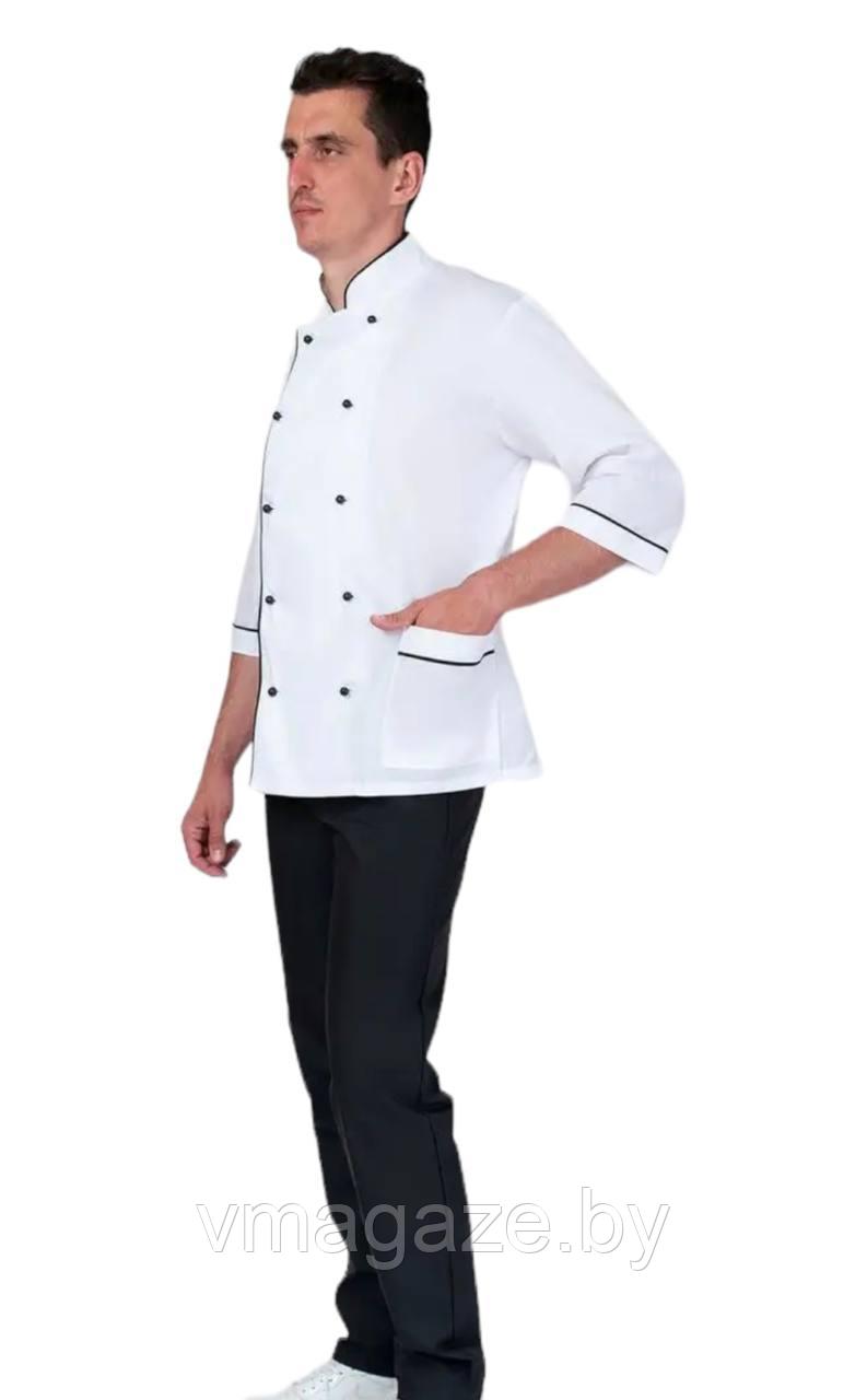 Китель поварской, шеф-повара, унисекс (цвет бело-черный) - фото 5 - id-p215135794