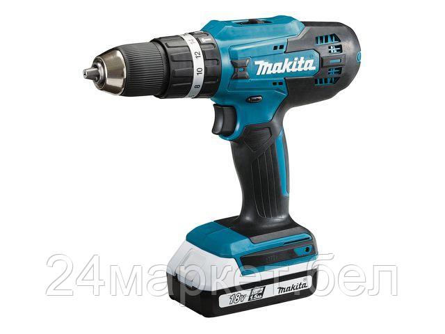 Аккум. дрель-шуруповерт MAKITA HP 488 DWAE в чем. (18.0 В, 2 акк., 2.0 А/ч Li-Ion, 2 скор., 42 Нм, шурупы до - фото 1 - id-p215135380