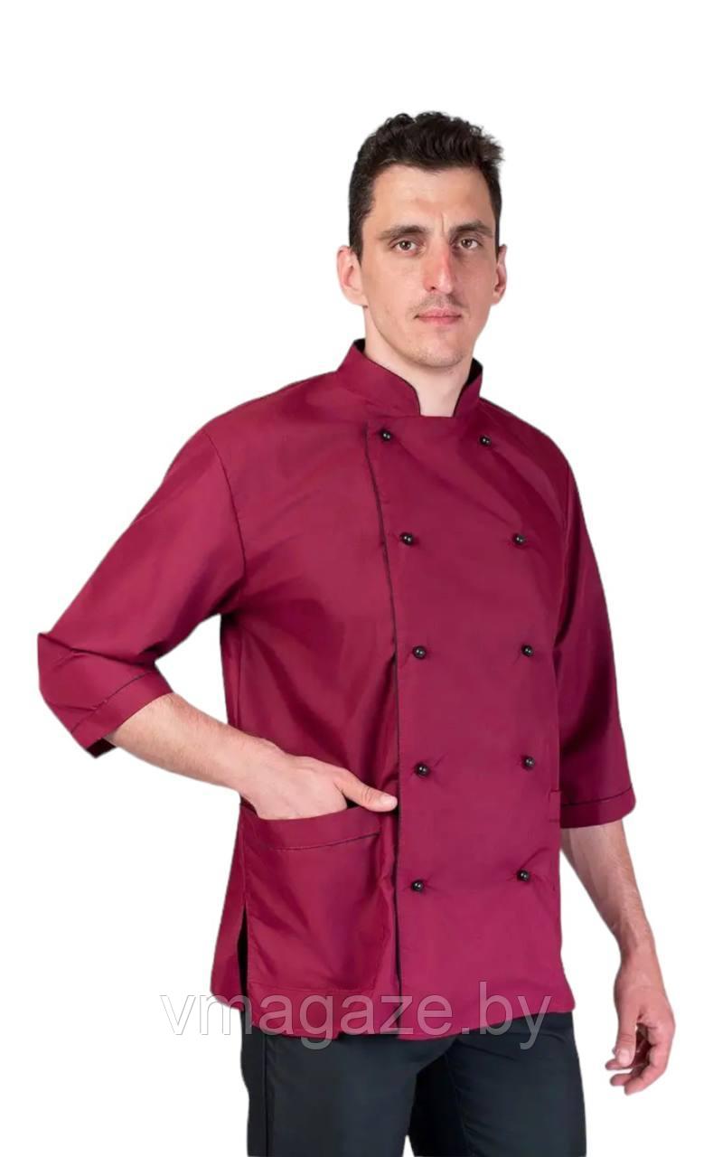 Китель поварской, шеф-повара, унисекс (цвет бордовый) - фото 1 - id-p215135816