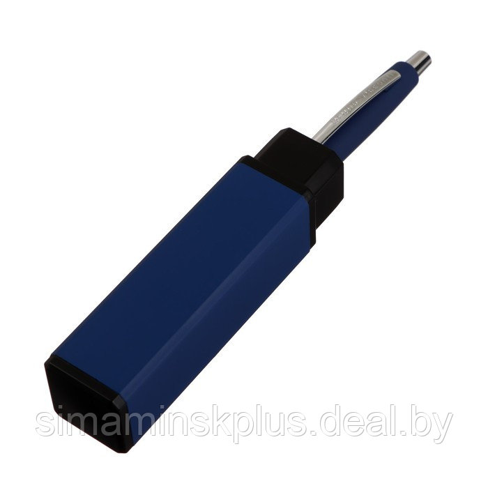 Ручка шариковая автоматическая San Remo 1.0 мм, металлический ярко-синий корпус, синий стержень, в тубусе - фото 4 - id-p215140654