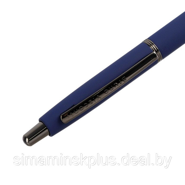 Ручка шариковая автоматическая SAN REMO 1.0 мм, металлический синий корпус, синий стержень, в тубусе - фото 4 - id-p215140668
