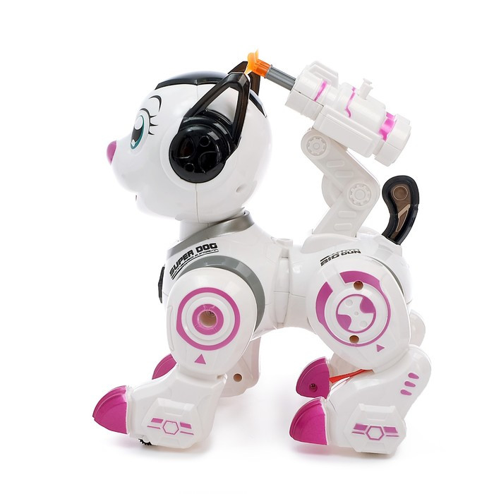 Робот-игрушка «Собака Рокки», стреляет, световые эффекты, работает от батареек, цвет розовый - фото 2 - id-p215141006
