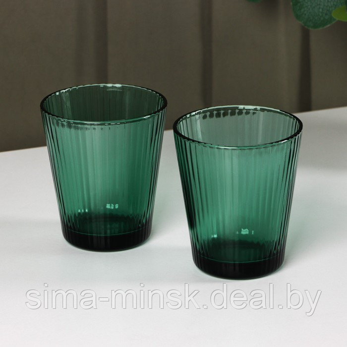 Набор стеклянной посуды «Верде», 5 предметов: 2 стакана 330 мл, 2 тарелки 280 мл, салатник 1,6 л, цвет зелёный - фото 4 - id-p215141712