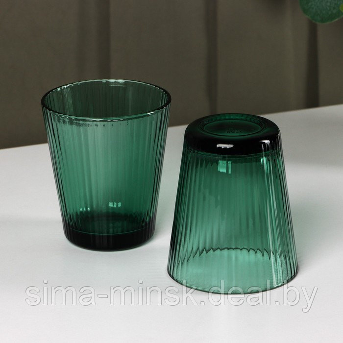 Набор стеклянной посуды «Верде», 5 предметов: 2 стакана 330 мл, 2 тарелки 280 мл, салатник 1,6 л, цвет зелёный - фото 5 - id-p215141712
