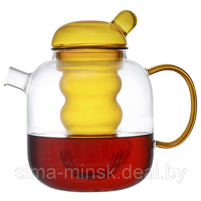 Чайник стеклянный с двумя чашками, цвет жёлтый, 1.2 л - фото 3 - id-p215142052