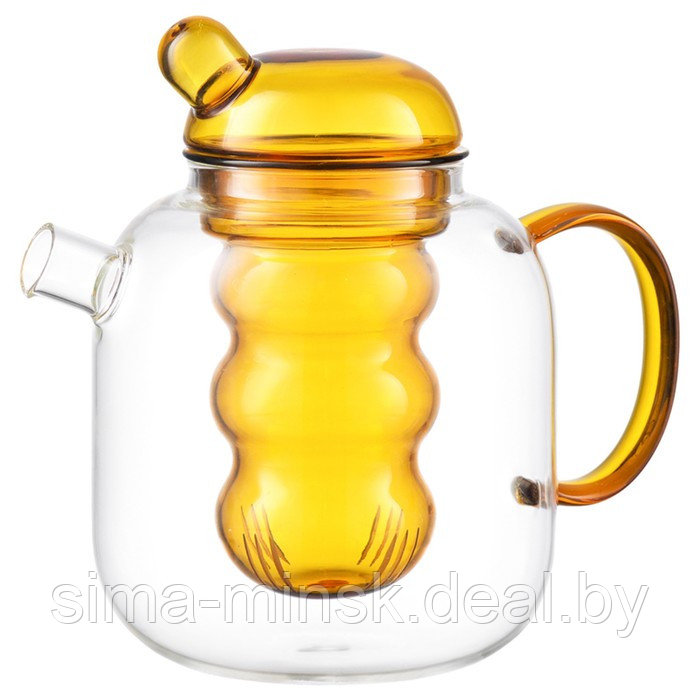 Чайник стеклянный с двумя чашками, цвет жёлтый, 1.2 л - фото 6 - id-p215142052