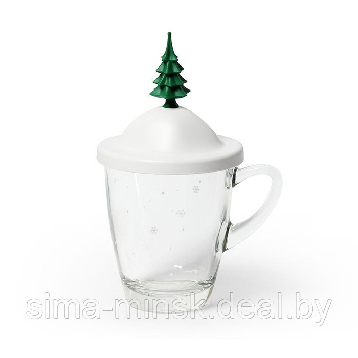 Чашка с крышкой Winter, 250 мл, белая с зелёным - фото 3 - id-p215142069