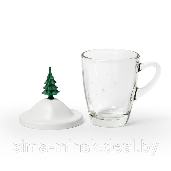 Чашка с крышкой Winter, 250 мл, белая с зелёным - фото 4 - id-p215142069