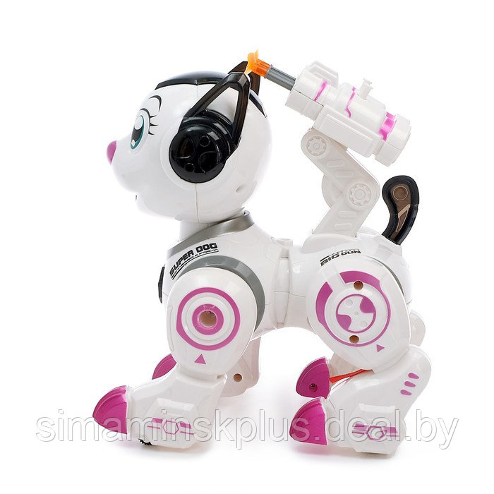 Робот-игрушка «Собака Рокки», стреляет, световые эффекты, работает от батареек, цвет розовый - фото 2 - id-p215143449