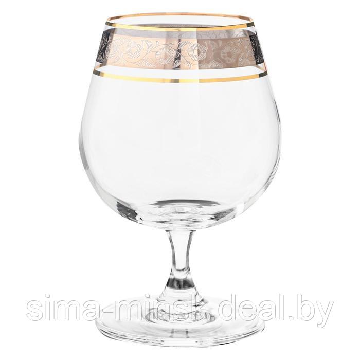 Набор бокалов для бренди Sylvia, декор «Панто платина, отводка золото», 400 мл x 6 шт. - фото 1 - id-p215141919