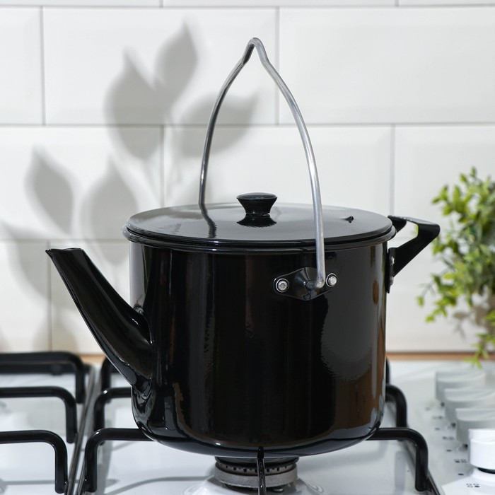Чайник-котелок с декоративным покрытием, 2,5 л, цвет чёрный - фото 5 - id-p215142882