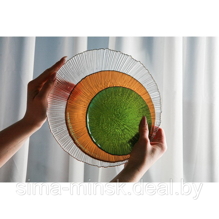 Тарелка стеклянная подстановочная «Фейверк», d=27 см, цвет прозрачный - фото 4 - id-p215142326