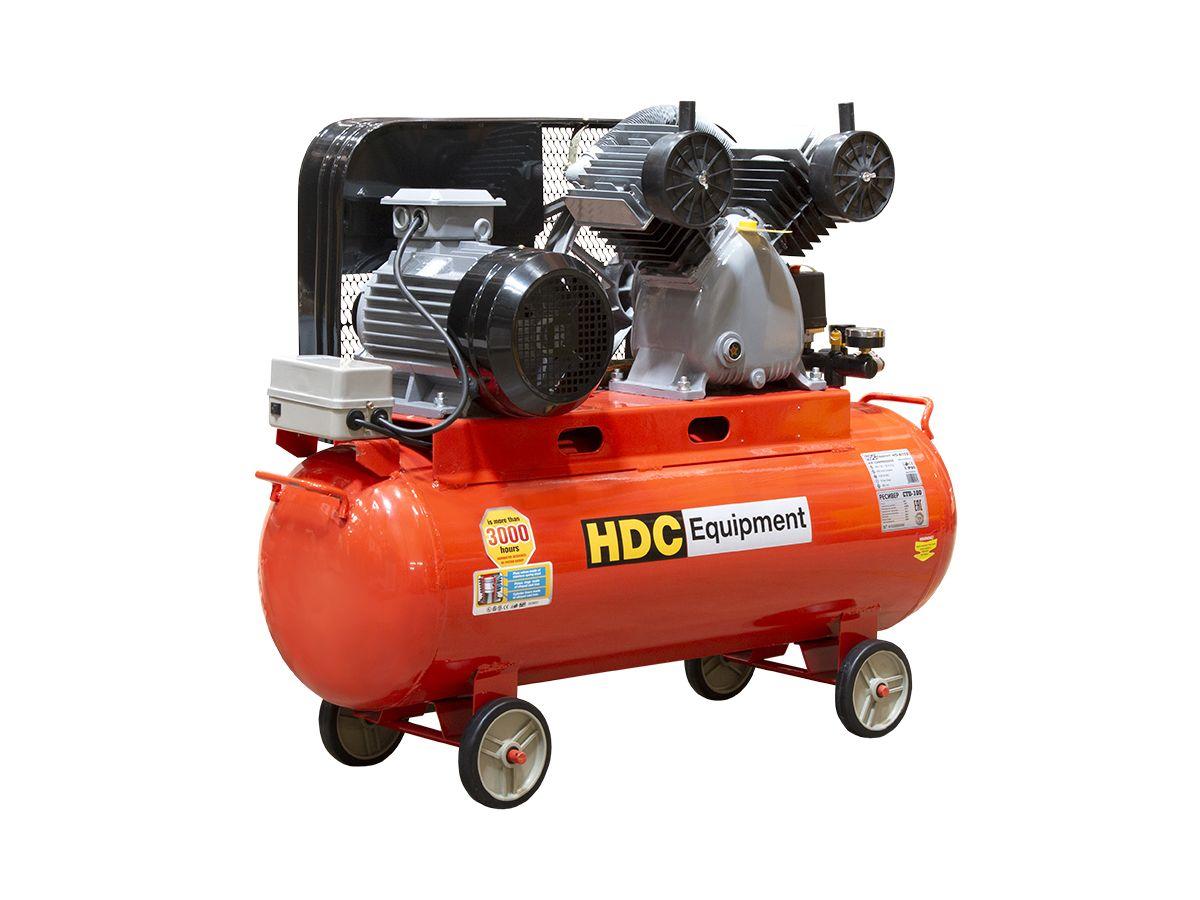 Компрессор HDC HD-A103 (600 л/мин, 10 атм, ременной, масляный, ресив. 100 л, 380 В, 3.30 кВт) - фото 2 - id-p215143715