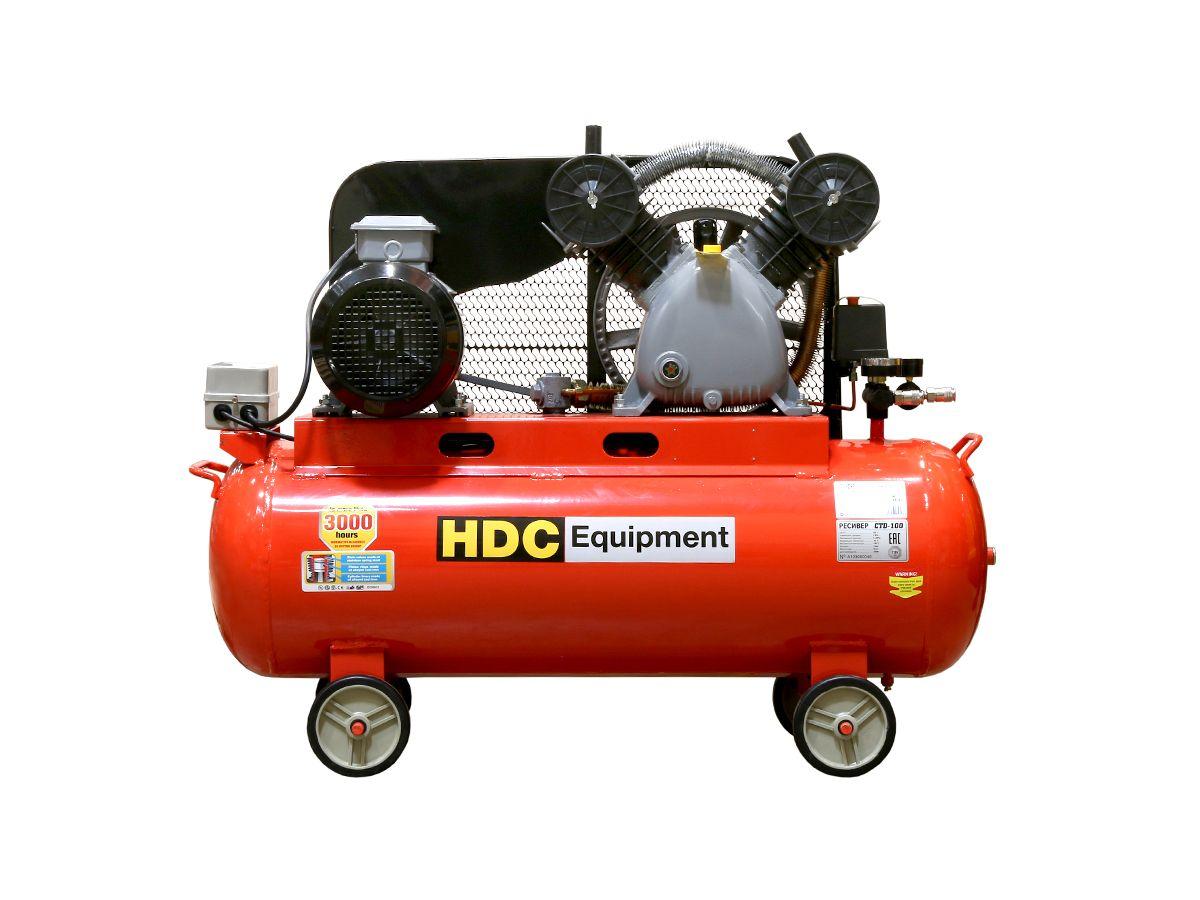 Компрессор HDC HD-A103 (600 л/мин, 10 атм, ременной, масляный, ресив. 100 л, 380 В, 3.30 кВт) - фото 4 - id-p215143715